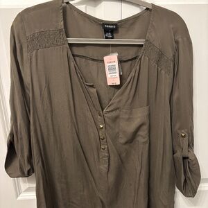 TORRID Olive Stud Challis Pullover